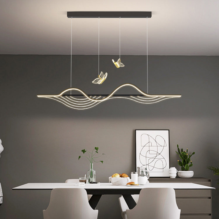 ثريا جزيرة LED مصنوعة من السيليكون بتصميم فراشة طويلة بتصميم عصري بسيط لغرفة المعيشة 