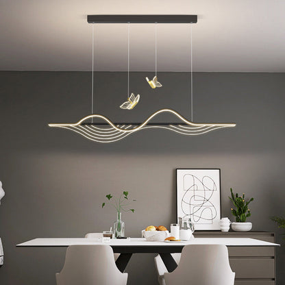 ثريا جزيرة LED مصنوعة من السيليكون بتصميم فراشة طويلة بتصميم عصري بسيط لغرفة المعيشة 