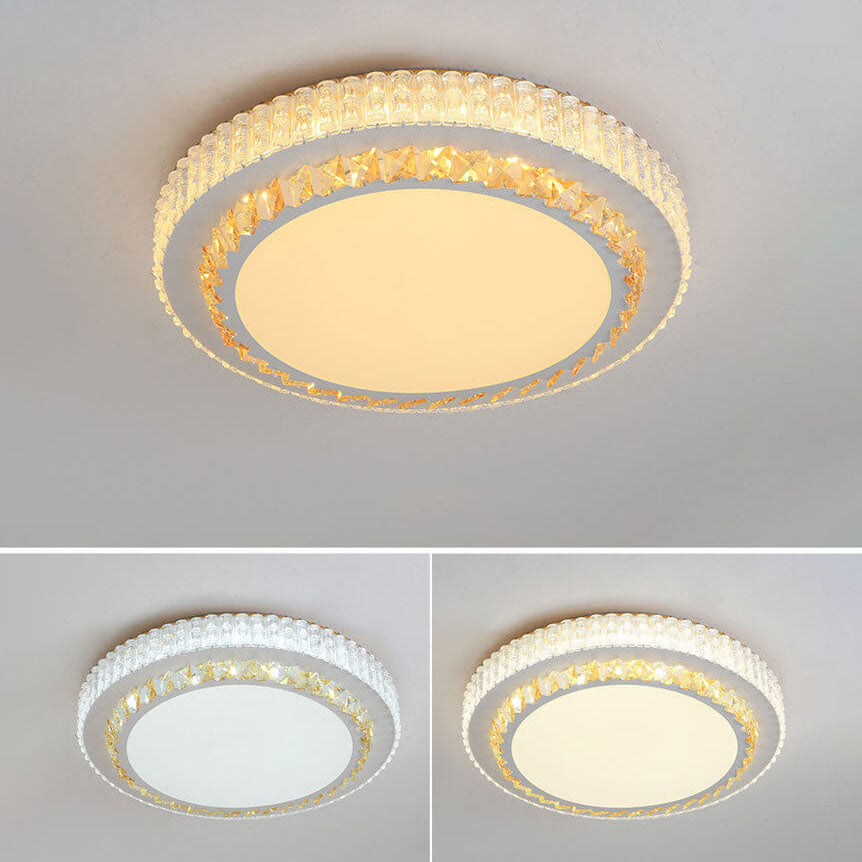 إضاءة LED دائرية حديثة بسيطة من الأكريليك الكريستالي مثبتة في السقف 