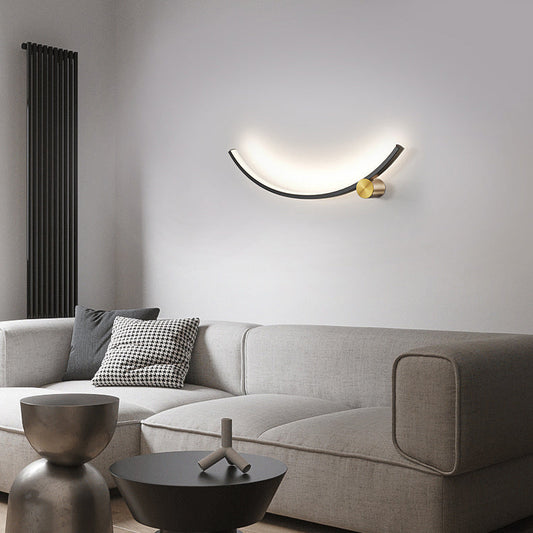 مصباح حائط LED من الأكريليك بشريط من الألومنيوم بتصميم قوسي عصري بسيط لغرفة المعيشة 