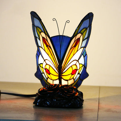 Vintage Tiffany Glass Butterfly Shape Night Light 1-Light Table Lamp