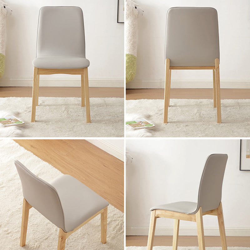 Contemporary Nordic Square Faux Leather Wood Frame Dining Chair Backrest For Dining Room