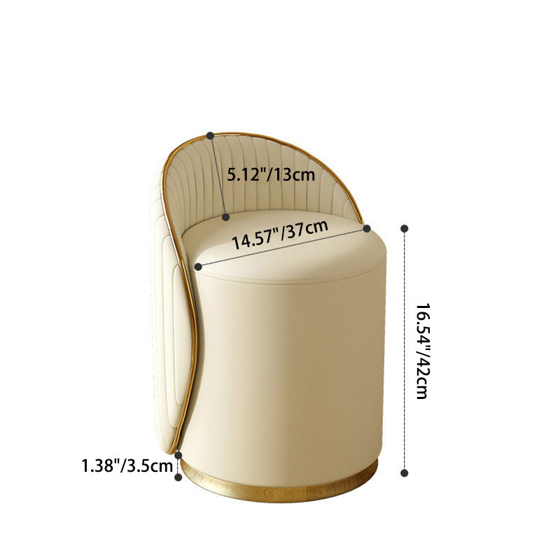 Modern Minimalist Cylinder Iron Nappa Leather Vanity Stool Backrest For Bedroom