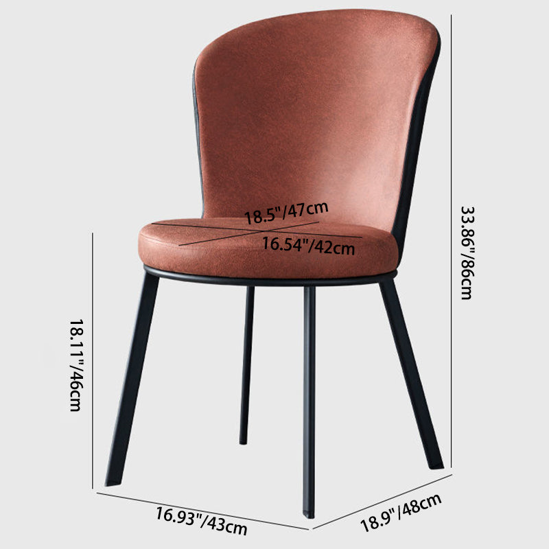 Contemporary Scandinavian Round Cushion Faux Leather Carbon Steel Dining Chair Backrest For Dining Room