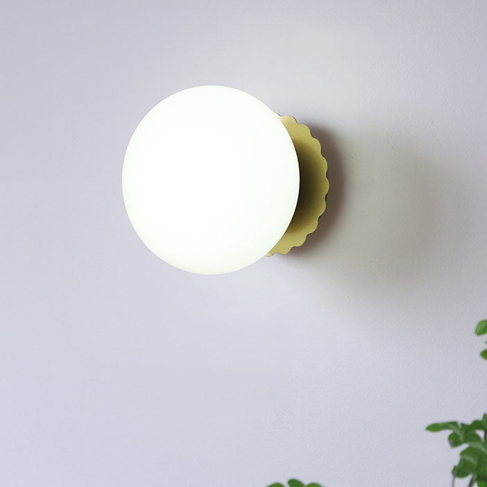 Modern Vintage Minimalist Iron Glass Round Head 1-Light Wall Sconce Lamp