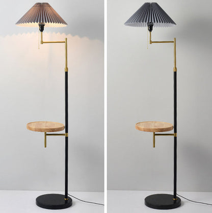 Nordic Light Luxury Pleated Fabric Marble 1-Light Standing Floor Lamp