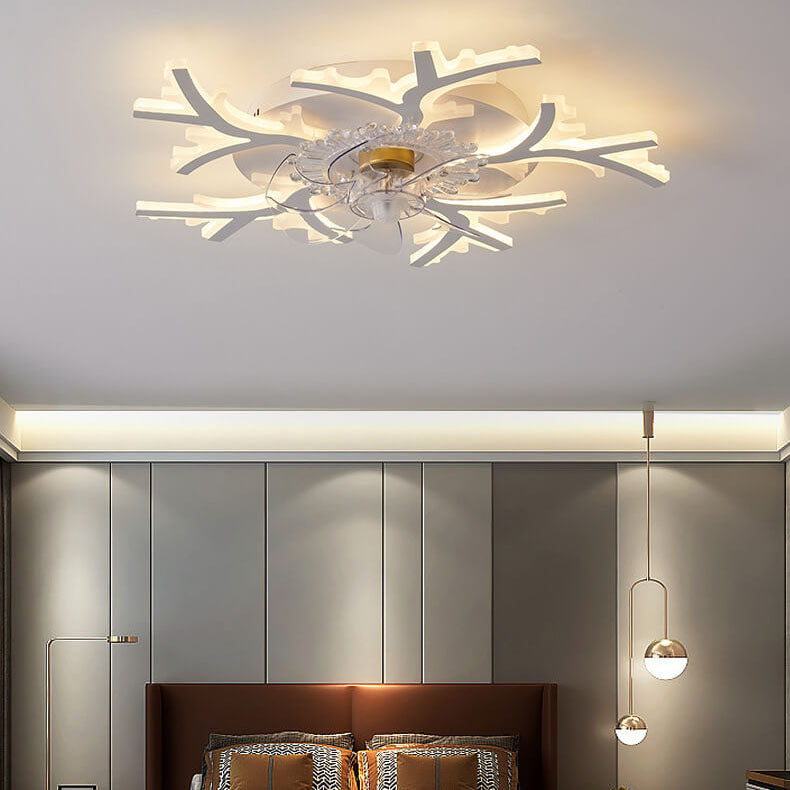 Scandinavian Modern Star Line Iron Acrylic Plastic LED Flush Mount Ceiling Fan Light