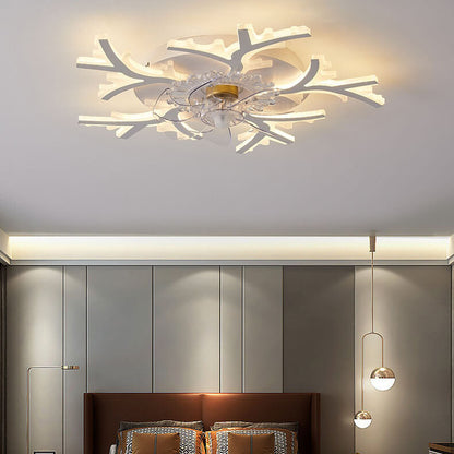 Scandinavian Modern Star Line Iron Acrylic Plastic LED Flush Mount Ceiling Fan Light