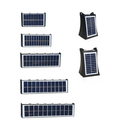 مصباح حائط LED مستطيل الشكل مقاوم للماء يعمل بالطاقة الشمسية بتصميم عصري بسيط مصنوع من مادة ABS PMMA للفناء الخارجي