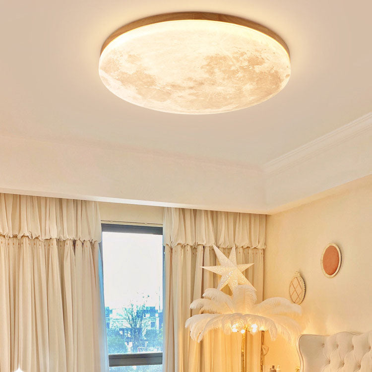 Nordic Minimalist Moon Round PVC LED Flush Mount Ceiling Light