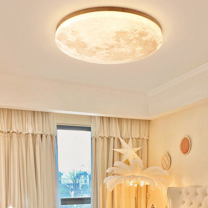 Nordic Minimalist Moon Round PVC LED Flush Mount Ceiling Light