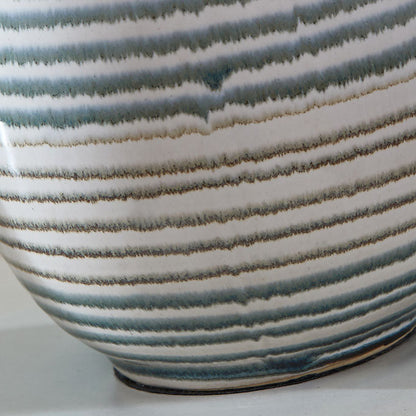 European Minimalist Oval Pot Ceramic Fabric 1-Light Table Lamp