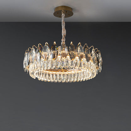 European Light Luxury Round Crystal LED Chandelier