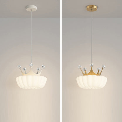 Contemporary Creative Kids Cloud Crown Iron PE Crystal LED Pendant Light For Bedroom