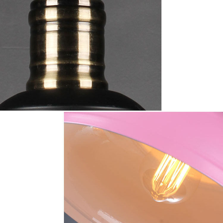 Industrial Simple Dome Round Pot Lid Iron 1-Light Pendant Light