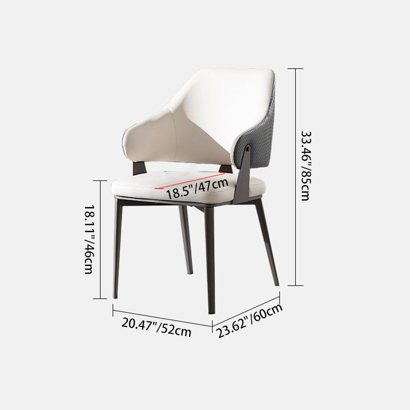 Contemporary Scandinavian PU Leather Carbon Steel Sponge Square Lozenge Dining Chair Backrest Armrest For Dining Room