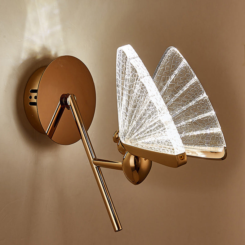 Modern Art Deco Zinc Alloy Butterfly Shape Acrylic LED Wall Sconce Lamp For Living Room