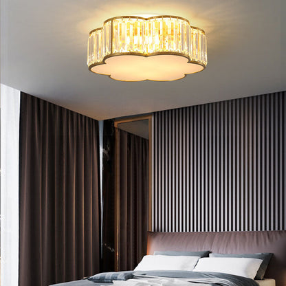 Modern Luxury Crystal Gold Geometric Shape 4/5 Light Semi- Flush Mount Ceiling Light