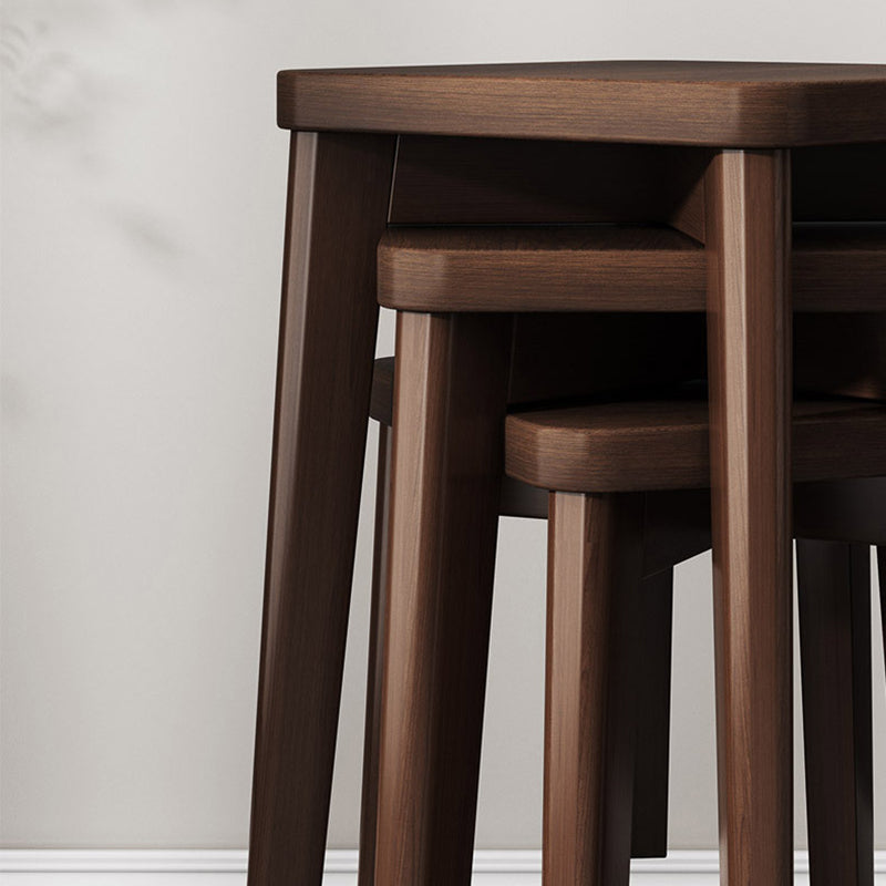 Modern Minimalist Square Upholstered Wood Technology Cloth Faux Leather Dining Chair Backless For Dining Room