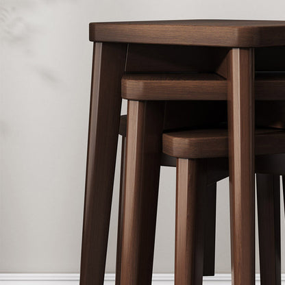 Modern Minimalist Square Upholstered Wood Technology Cloth Faux Leather Dining Chair Backless For Dining Room