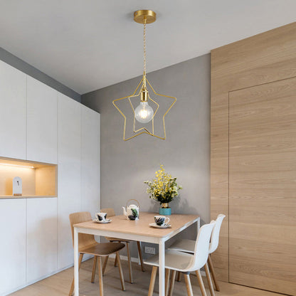 Contemporary Scandinavian Triple Star Iron 1-Light Pendant Light For Living Room