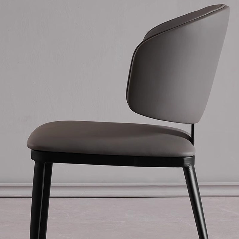 Modern Minimalist Square Cushion Microfiber Leather Carbon Steel Dining Chair Backrest For Dining Room