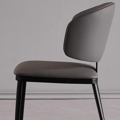 Modern Minimalist Square Cushion Microfiber Leather Carbon Steel Dining Chair Backrest For Dining Room
