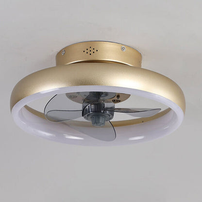 Nordic Light Luxury Round Wrought Iron LED Flush Mount Ceiling Fan Light