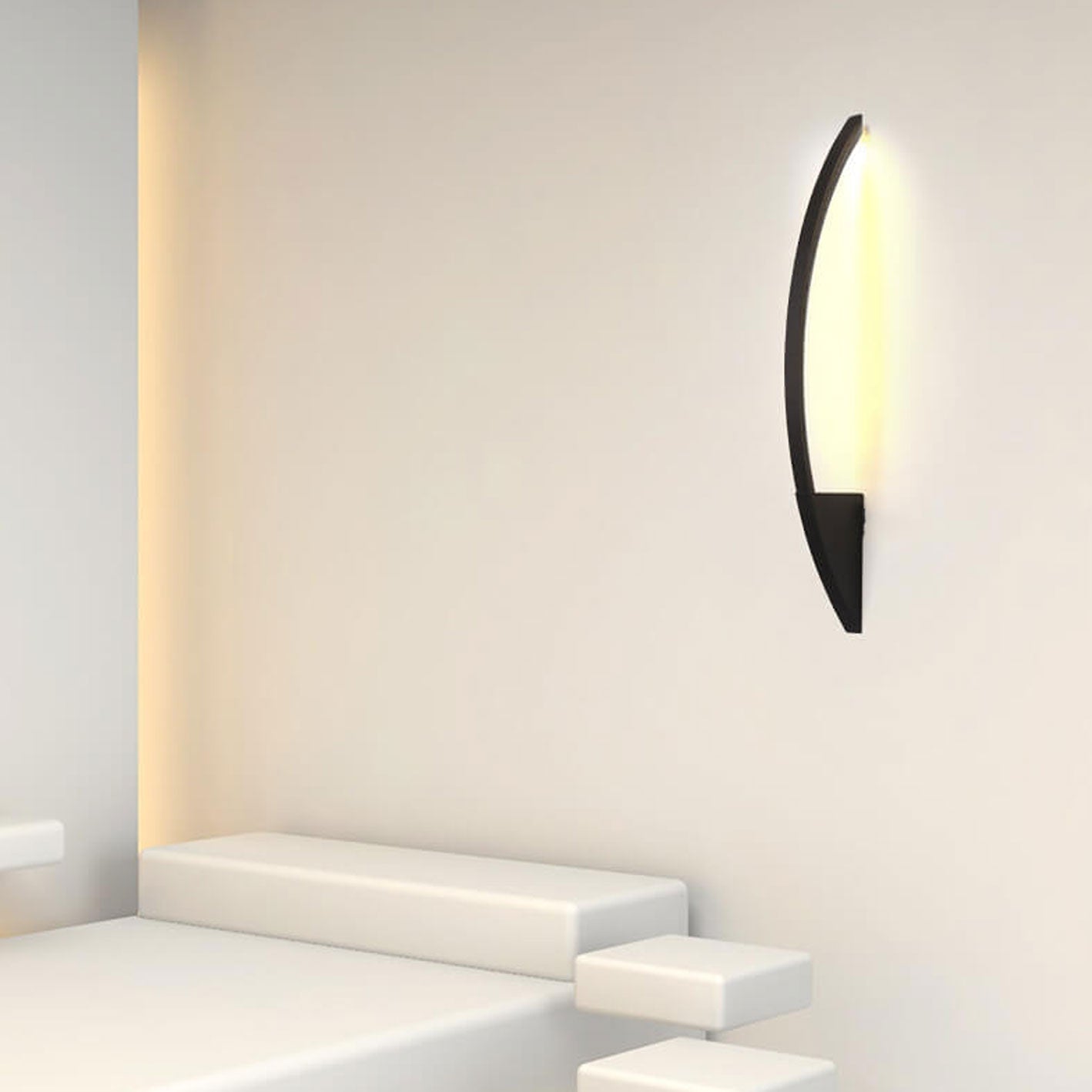 مصباح حائط LED من الحديد الأكريليكي بتصميم قوسي بسيط على الطراز الاسكندنافي 