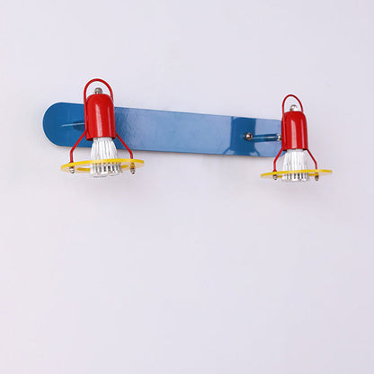 Contemporary Creative Childlike Colorful Geometric Iron 2-Light Mirror Front Wall Sconce Lamp For Bedroom