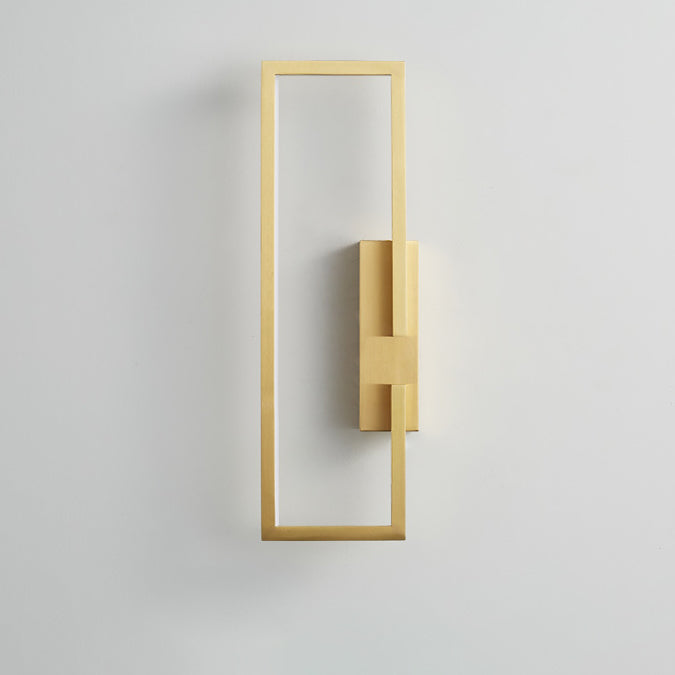 Modern Mid-century All Copper Rectangular Geometric LED Wall Sconce Lamp For Bedside