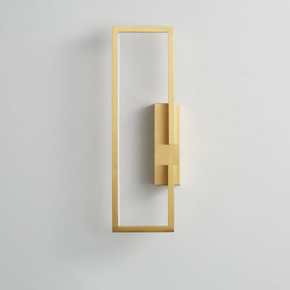 Modern Mid-century All Copper Rectangular Geometric LED Wall Sconce Lamp For Bedside
