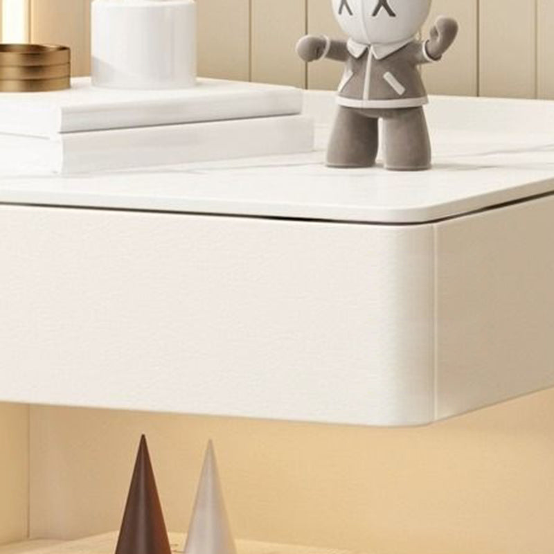 Contemporary Luxury Rectangular Rock Slab Solid Wood Microfiber Leather Nightstand 2-Drawer For Bedroom