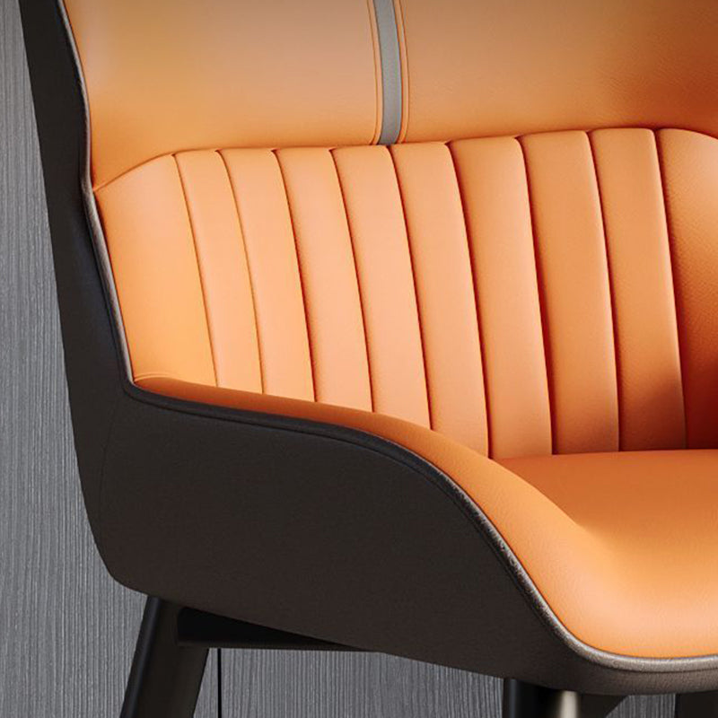 Modern Minimalist Steel Faux Leather Dining Chair Backrest Armless For Dining Room