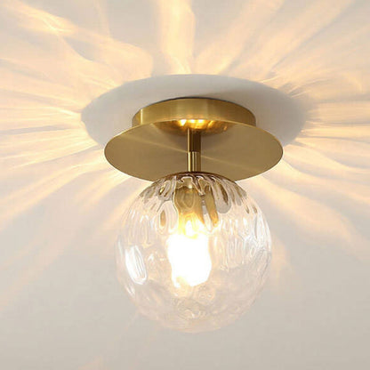 Nordic Water Glass Orb 1-Light Semi-Flush Mount Ceiling Light