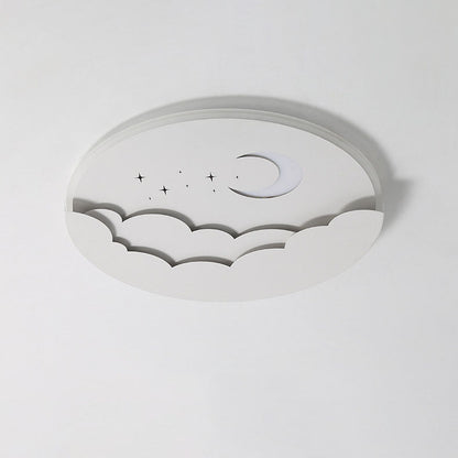Modern Simplicity Round Moon Iron Aluminum Acrylic LED Flush Mount Ceiling Light For Bedroom