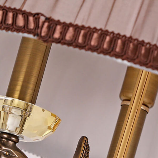 Modern Luxury Fabric Shade Candle Crystal Base 3/4 Light Table Lamp