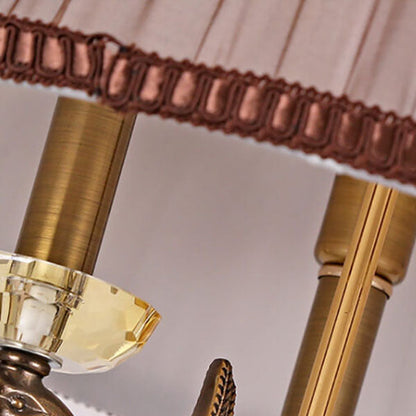 Modern Luxury Fabric Shade Candle Crystal Base 3/4 Light Table Lamp