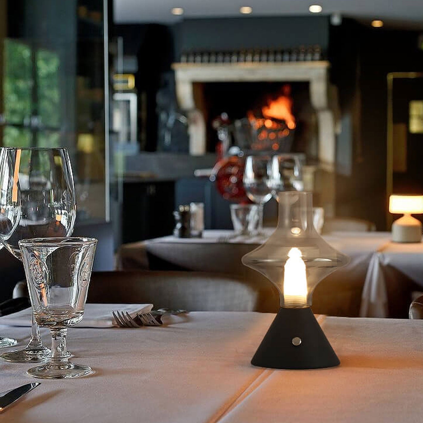 Nordic Retro High Boron Glass USB Charging LED Night Light Table Lamp