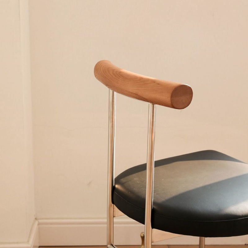 Contemporary Nordic Half Round Microfiber Leather Metal Wood Curved Backrest Dining Chair For Dining Room