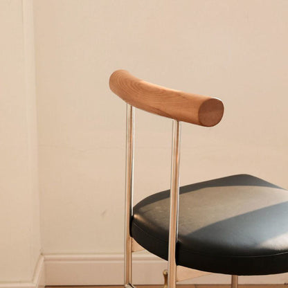 Contemporary Nordic Half Round Microfiber Leather Metal Wood Curved Backrest Dining Chair For Dining Room