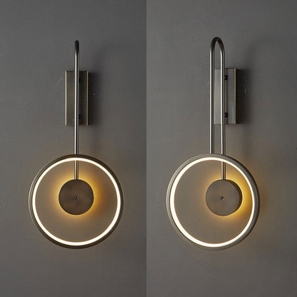 Light Luxury Full Copper Circle Curved Arm LED Wall Sconce Lamp