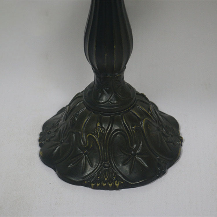 Traditional Tiffany Resin Zinc Alloy Glass Dome Bead 1-Light Table Lamp For Bedside