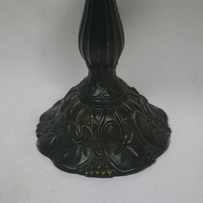 Traditional Tiffany Resin Zinc Alloy Glass Dome Bead 1-Light Table Lamp For Bedside