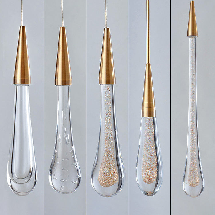 Modern Simplicity Iron Aluminum Crystal Drop Meteor Shower LED Pendant Light For Dining Room