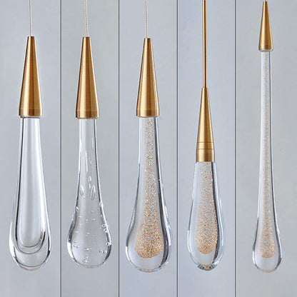 Modern Simplicity Iron Aluminum Crystal Drop Meteor Shower LED Pendant Light For Dining Room
