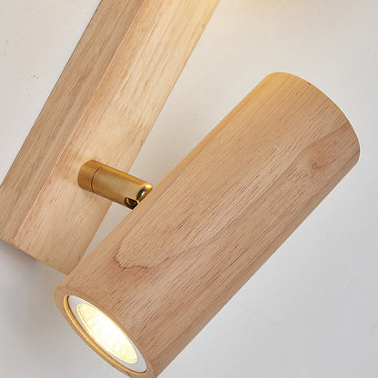 مصباح حائط LED بتصميم أسطواني مستطيل الشكل من الخشب البولي إيثيلين لغرفة النوم بتصميم معاصر إسكندنافي 
