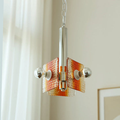 Modern Mid-Century Triangle Square Hardware Glass 3-Light Pendant Light For Living Room