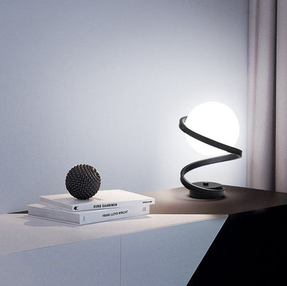 Modern Minimalist Curved Shape Ball Iron Acrylic LED Table Lamp