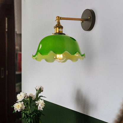 Retro Green Glass Dome 1-Light Wall Sconce Lamp